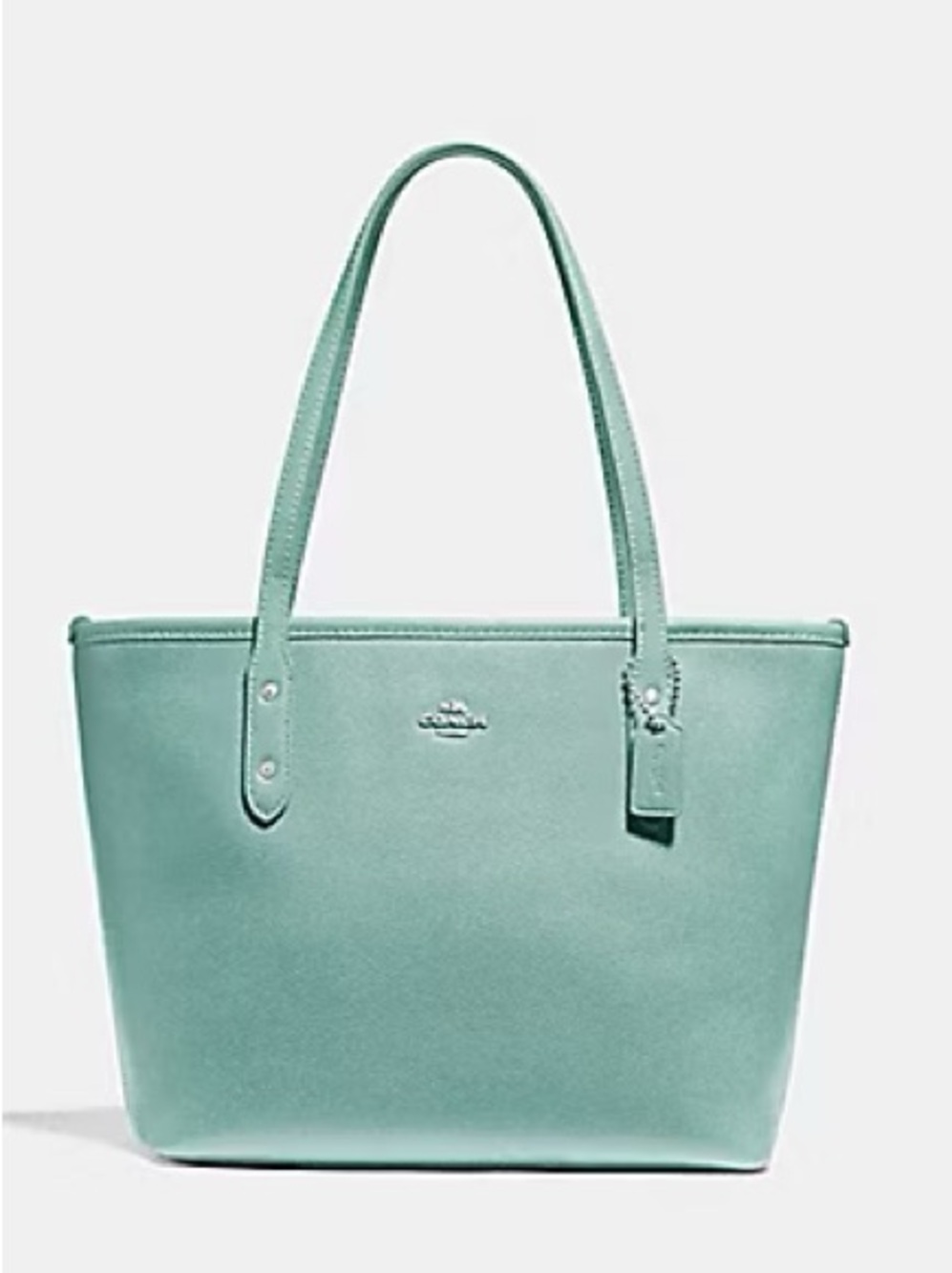 Coach Mini City Zip Tote 22967 Crossgrain Genuine Leather Aquamarine